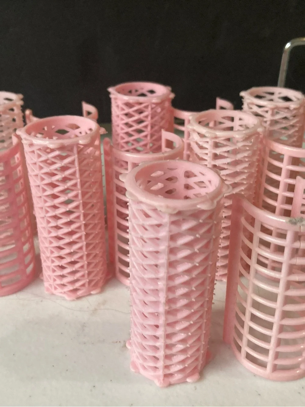 Vintage Pink Hair Rollers Plastic w/Clips - Pack of 6 Women’s Styling Rollers